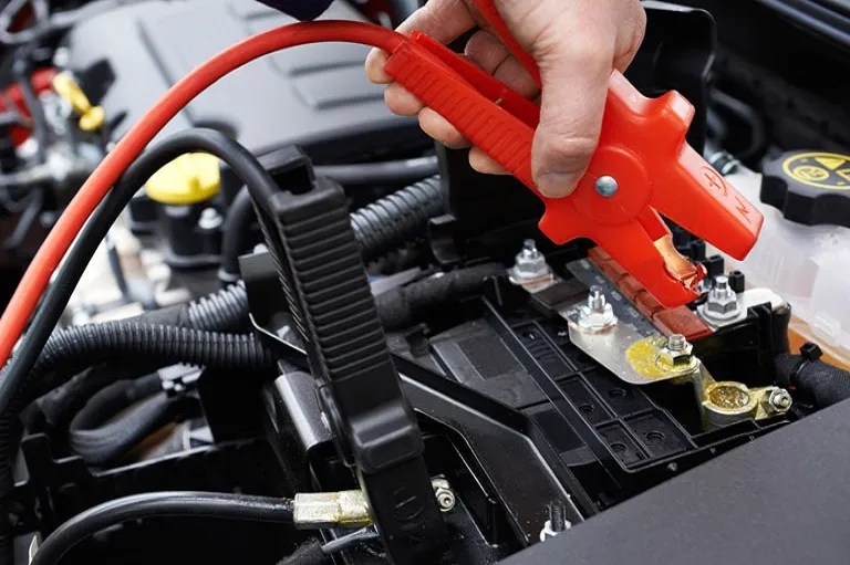 Battery Boost or Jump Start being performed
